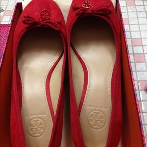 Tory Burch Chelsea Red Suede Wedge